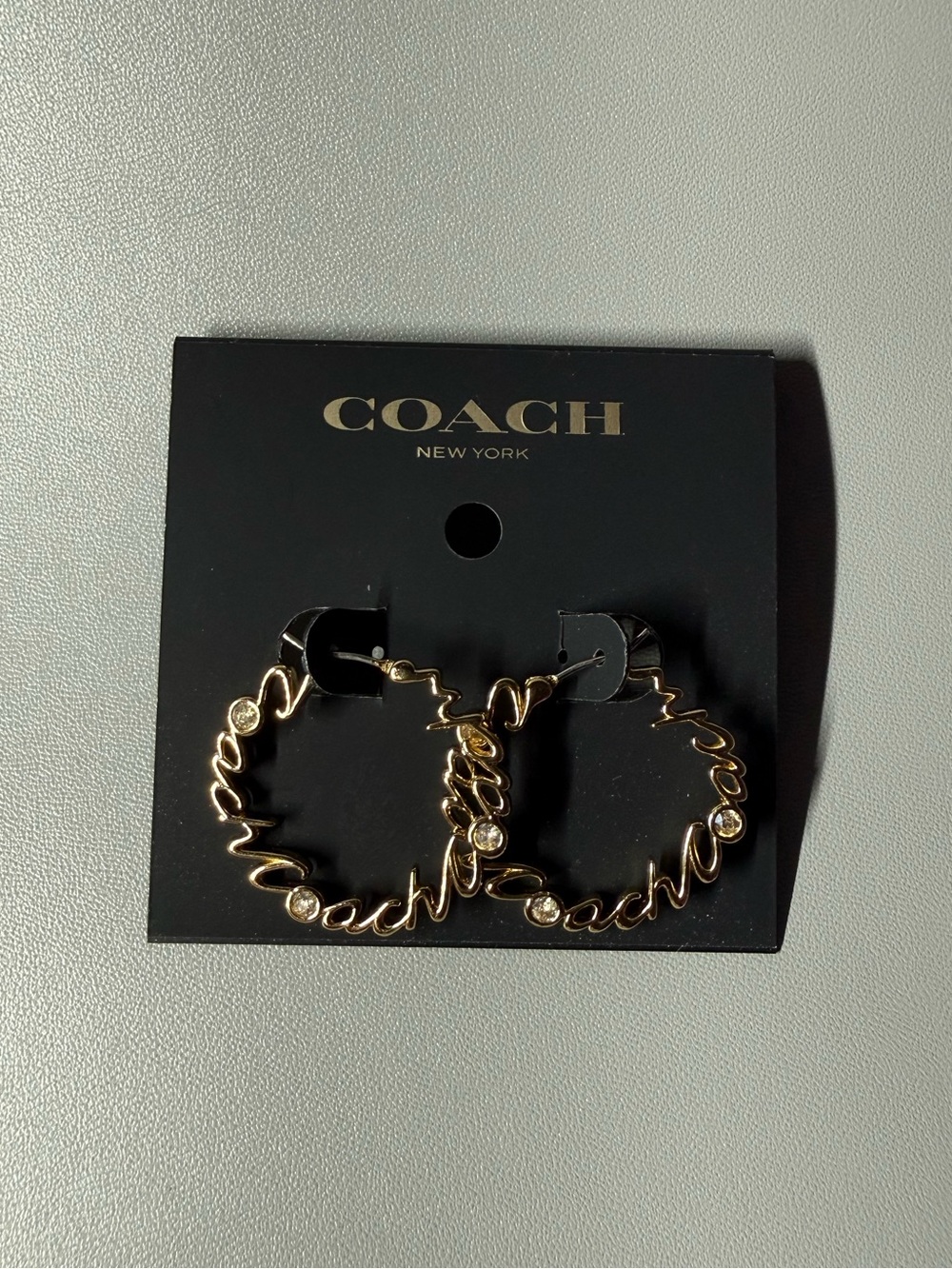 Coach Gold Script Logo Crystal Hoop Earrings NWT – Price is Firm
